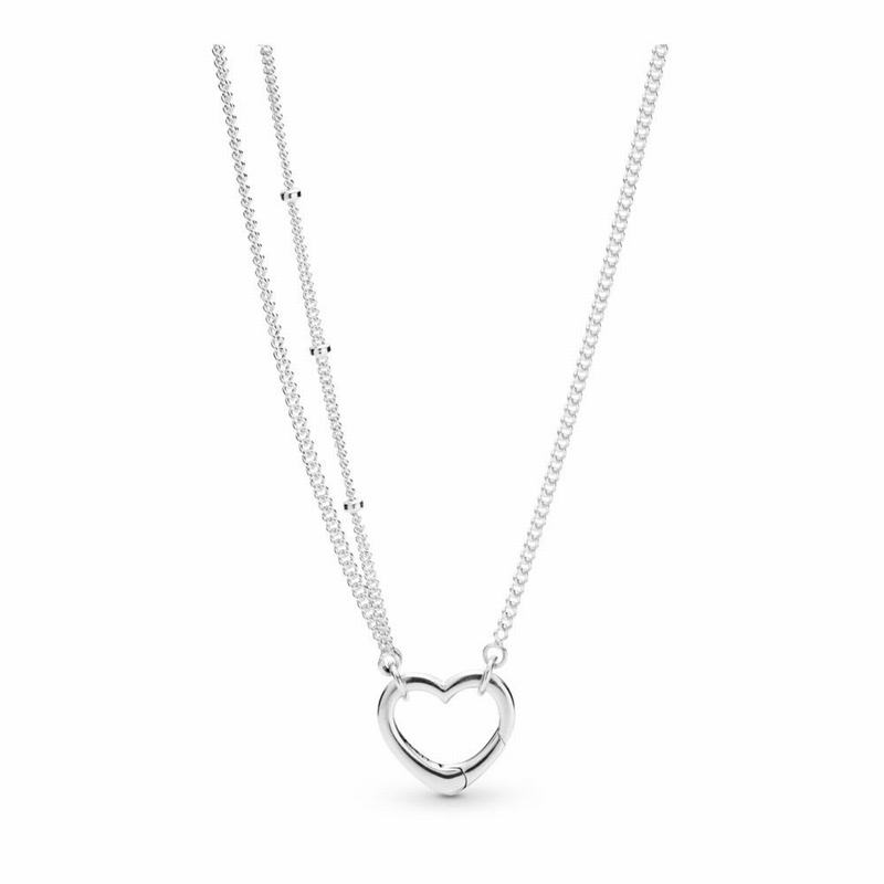 Pandora Open Heart Necklace Ireland - Sterling Silver - 860245LKP